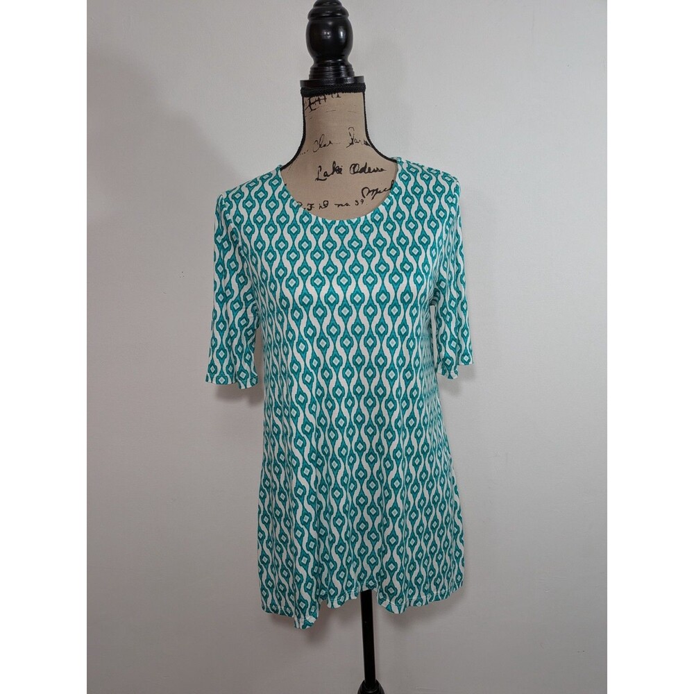 NWT Chico's Key West Geo Print Short Sleeve Easy Tunic Tee Top Size 1 Medium